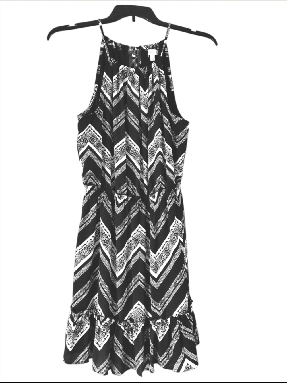 love, Fire Black and White Chevron Mini Dress